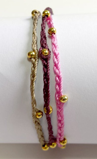 3 bracelets souhaits perles dorées